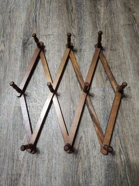 vintage wooden accordian style wall rack